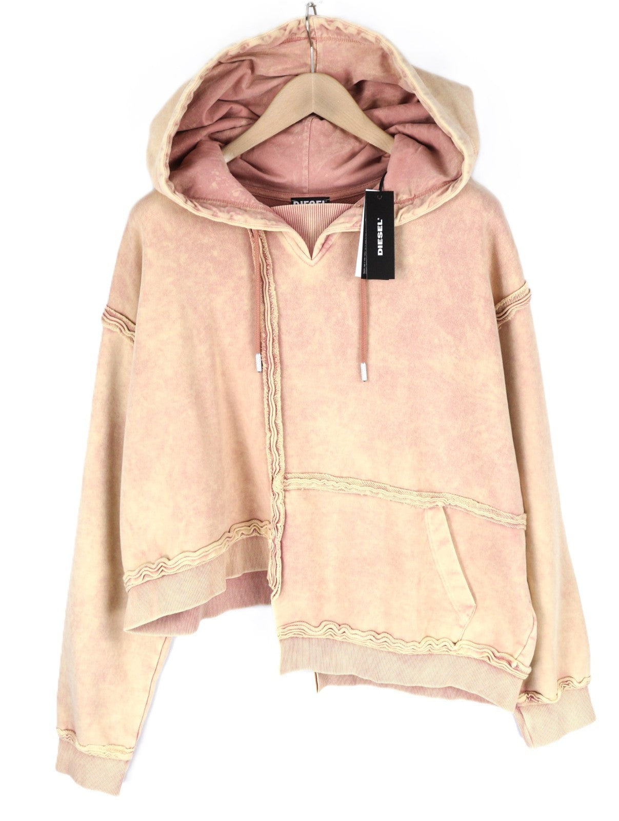 DIESEL F-Mikky Women's Hoodie XL Peach Hood Strap Asym Pocket Design RRP195