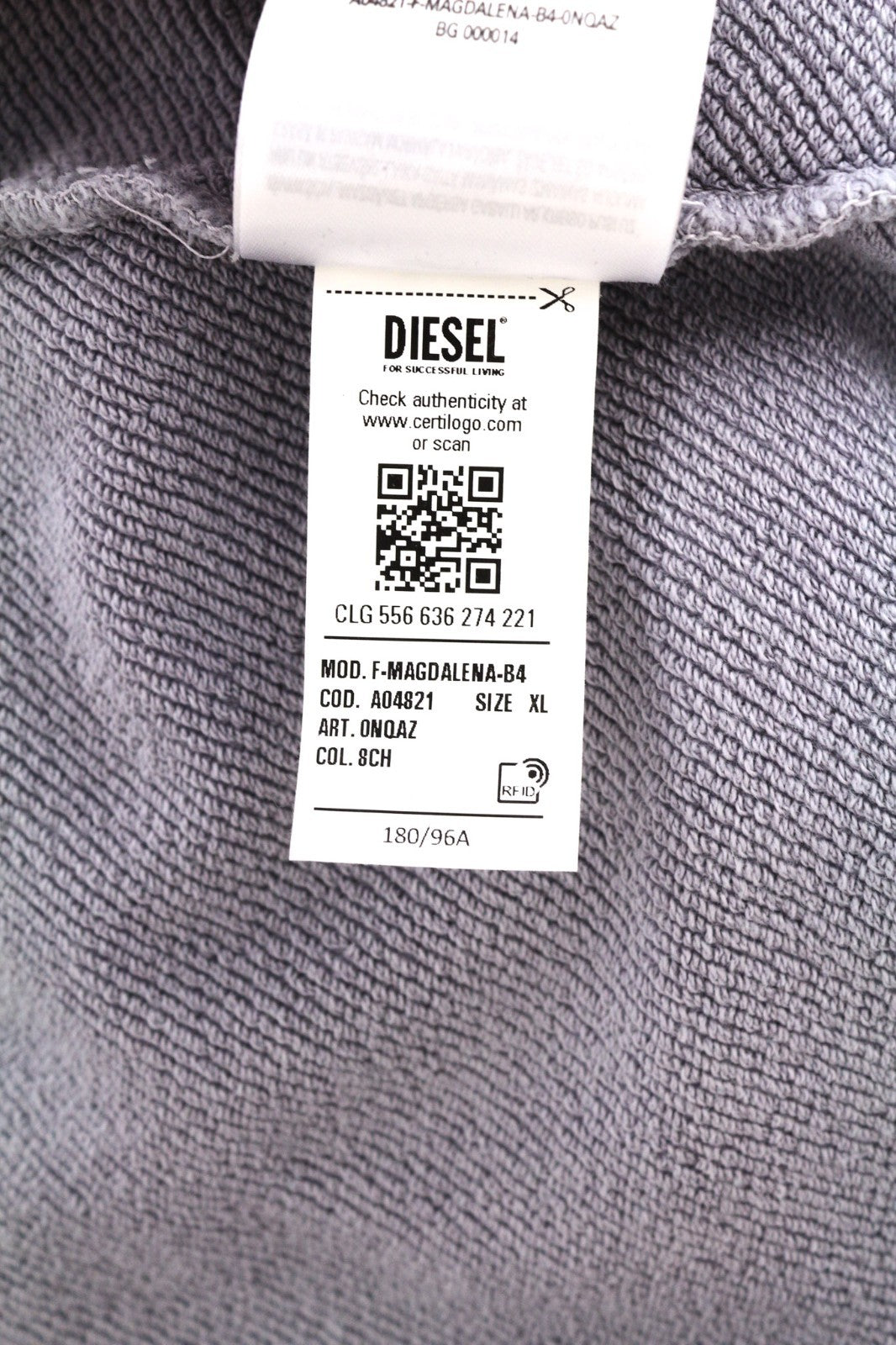 DIESEL F-Magdalena Felpa Women's Hoodie XL Purple Washed Hood Pull On RRP175