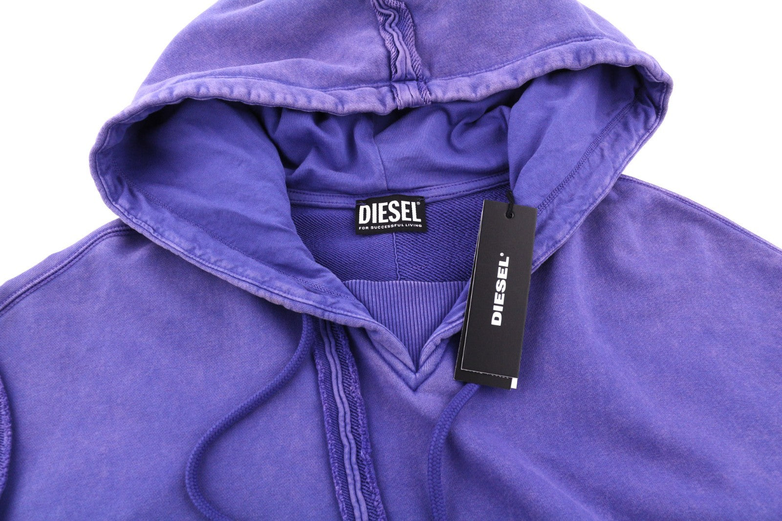 DIESEL F-Mikky Women's Hoodie M Blue Hood Asym Pocket Strap Logo Pullover RRP195