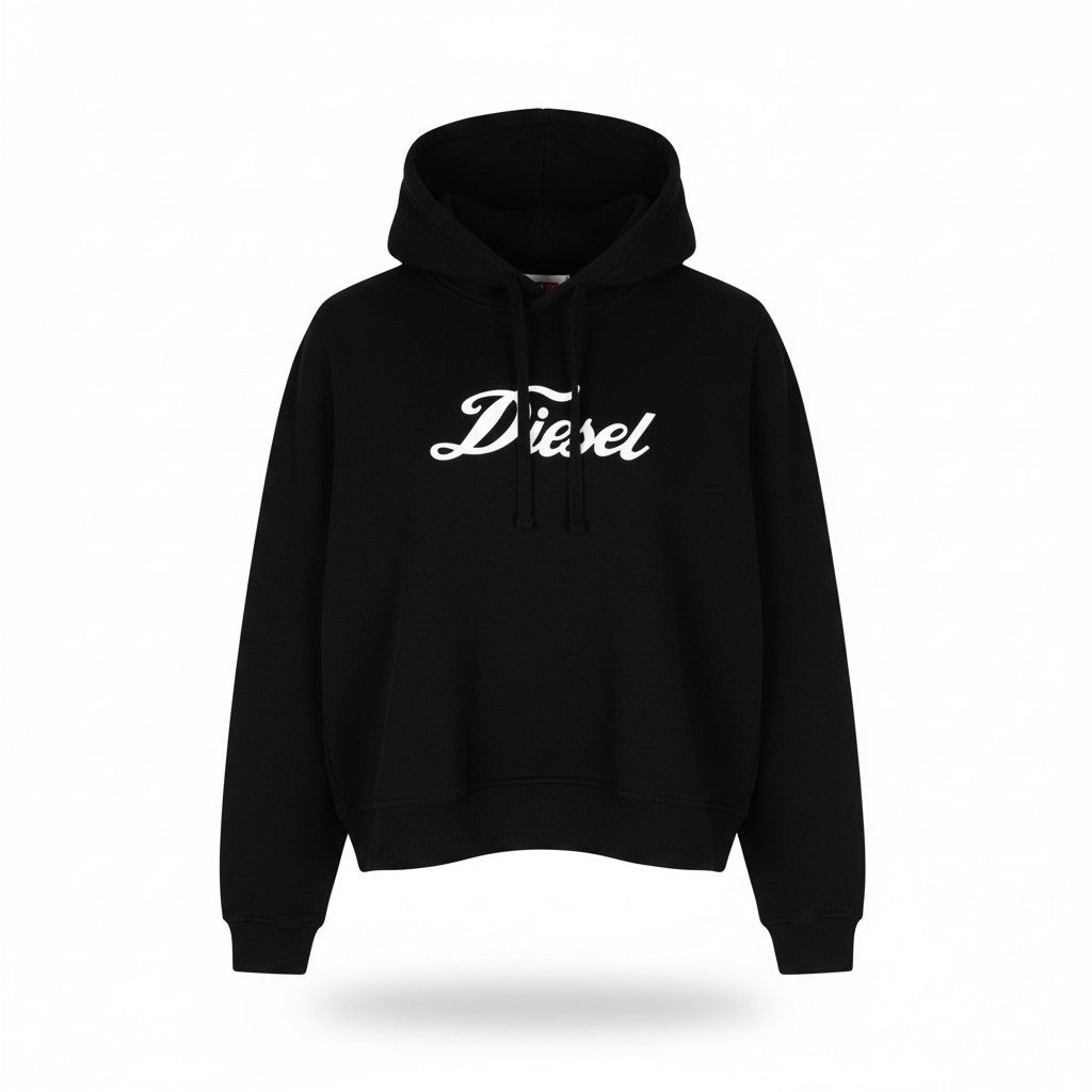 DIESEL F-Reggy-Hood Women's Hoodie M Black Hood Pullover Logo Straps RRP150