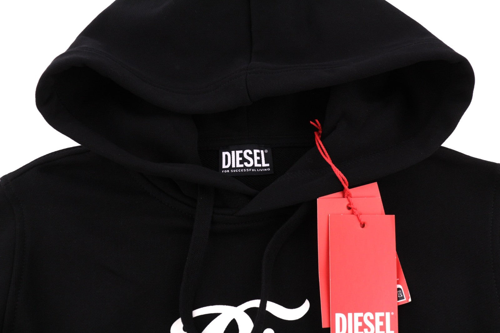 DIESEL F-Reggy-Hood Women's Hoodie M Black Hood Pullover Logo Straps RRP150