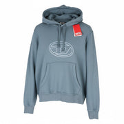 DIESEL S-Ginn-Hood Men's Hoodie S Blue Hood Kangaroo Strap Cotton Logo Pullover