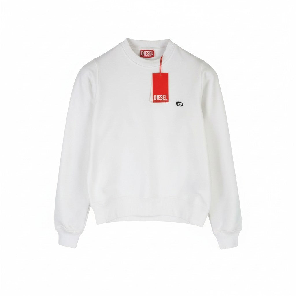 DIESEL F-Reggy-Doval Women's Sweatshirt 2XS White Crew Cotton Logo Pullover
