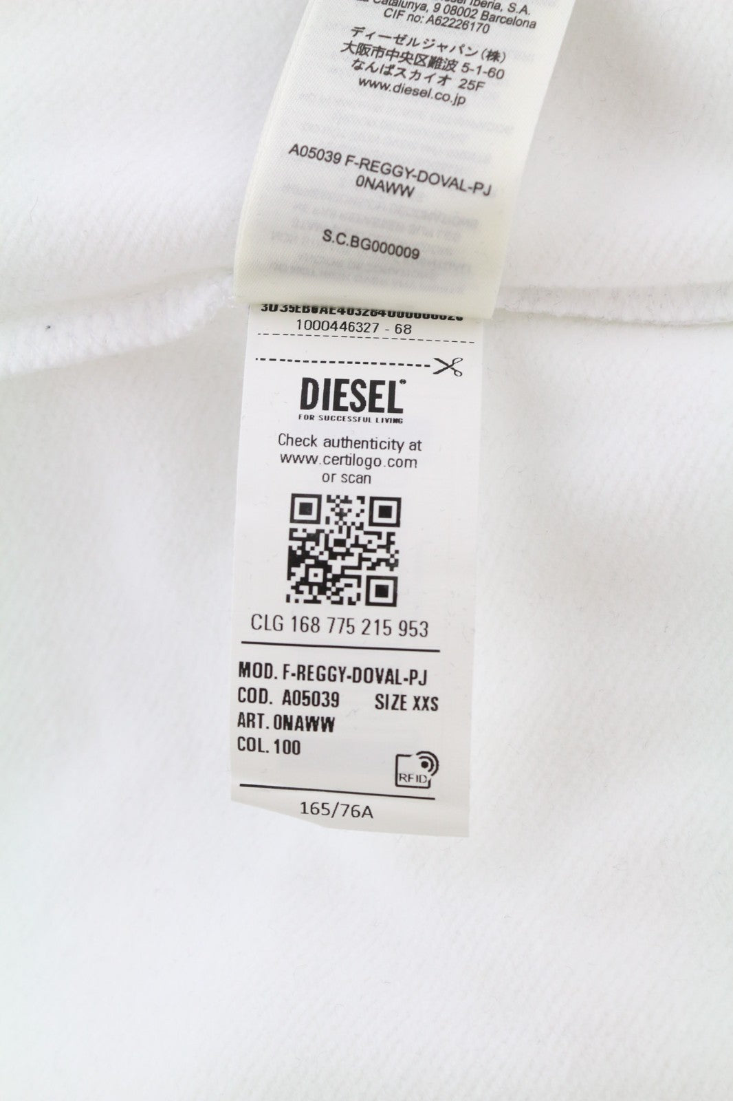 DIESEL F-Reggy-Doval Women's Sweatshirt 2XS White Crew Cotton Logo Pullover