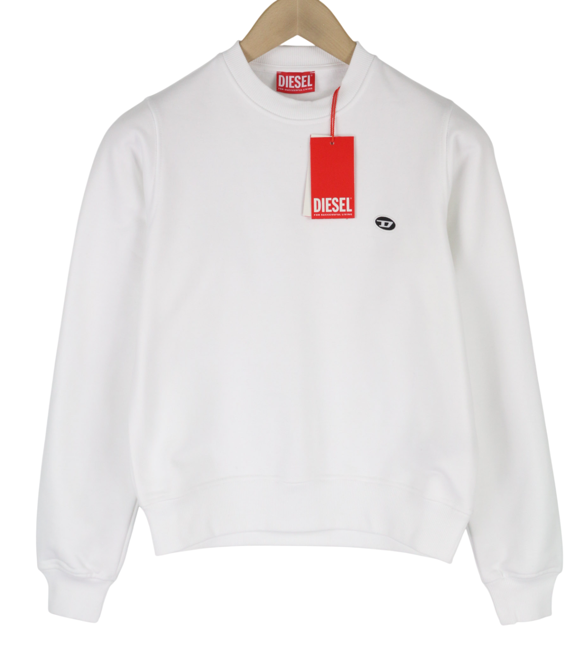 DIESEL F-Reggy-Doval Women's Sweatshirt 2XS White Crew Cotton Logo Pullover