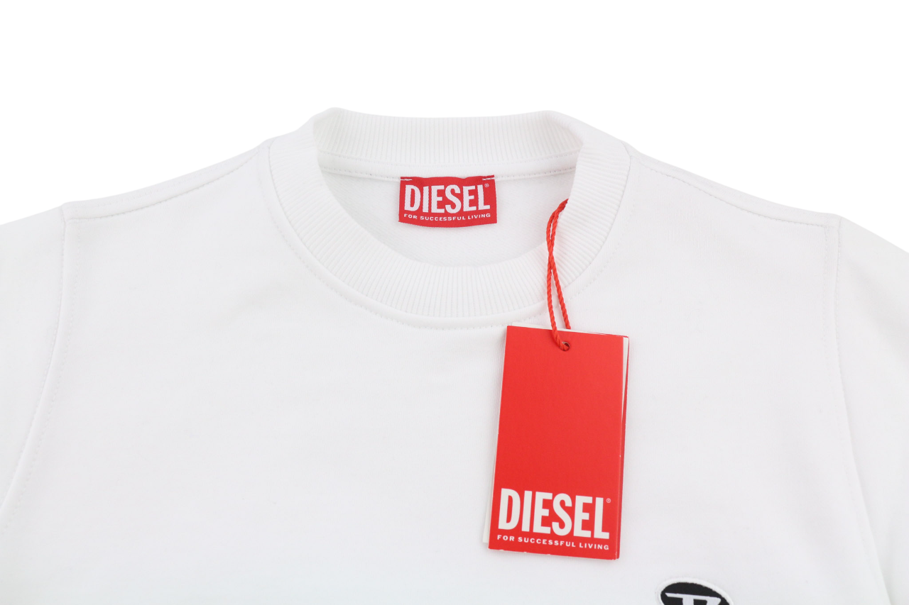 DIESEL F-Reggy-Doval Women's Sweatshirt 2XS White Crew Cotton Logo Pullover