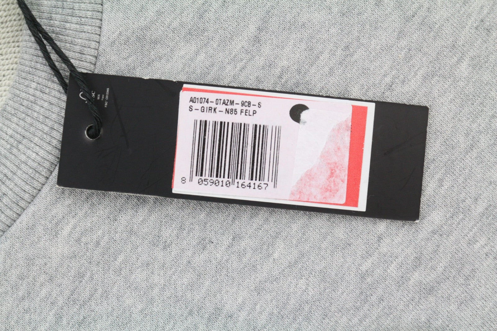 DIESEL S-Girk Men's Sweatshirt S Grey Melange Crew Neck Cotton Logo Pullover