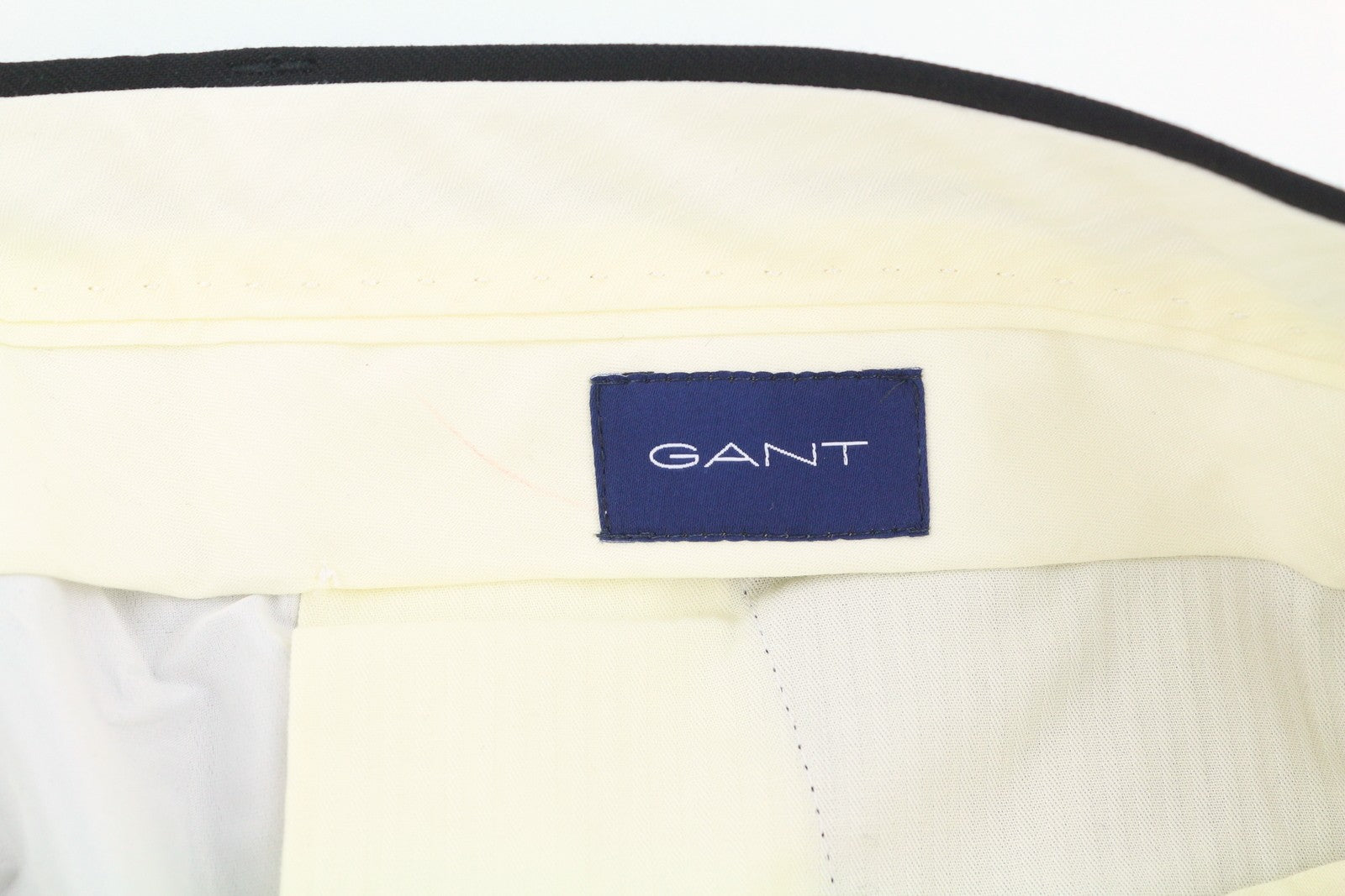 GANT Light Wool Men Trousers EU56 Black Wool Straight Fit Zip Fly Logo Formal