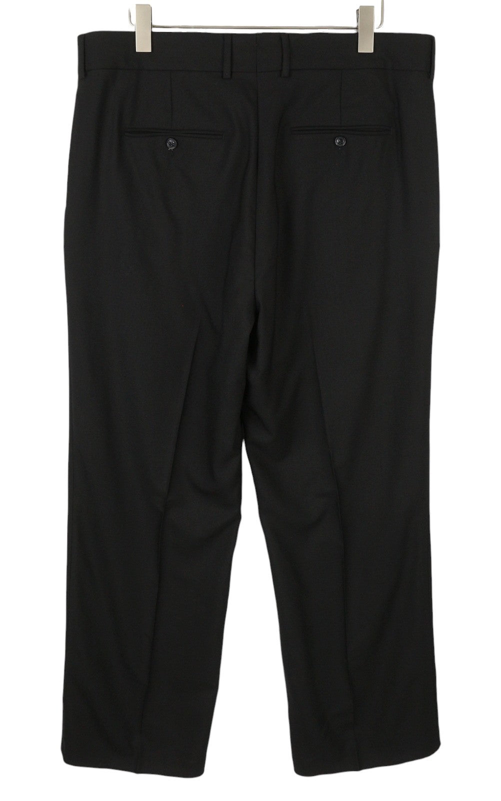 GANT Light Wool Men Trousers EU56 Black Wool Straight Fit Zip Fly Logo Formal