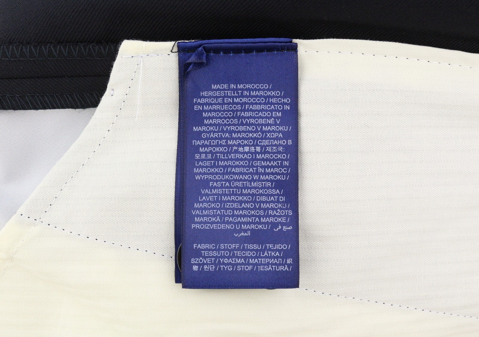 GANT Light Wool Men Trousers EU56 Black Wool Straight Fit Zip Fly Logo Formal