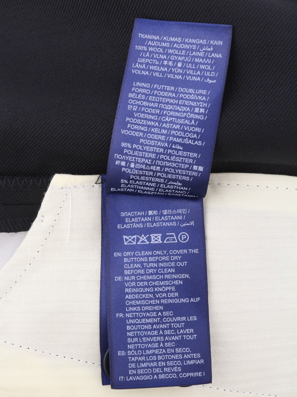 GANT Light Wool Men Trousers EU56 Black Wool Straight Fit Zip Fly Logo Formal