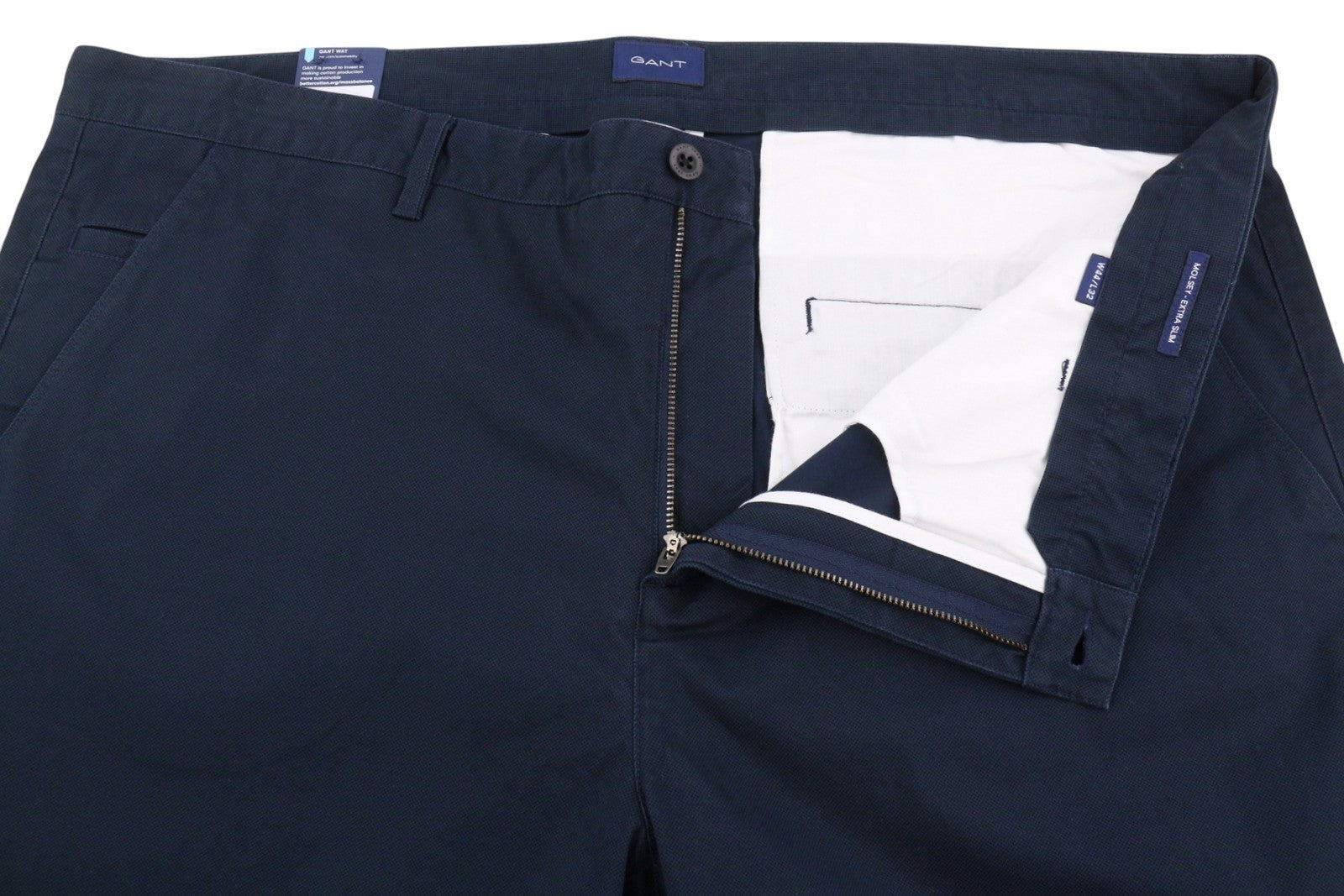 GANT Molsey Brushed Dot Chinos Men Trousers W44/L32 Persian Blue Extra Slim