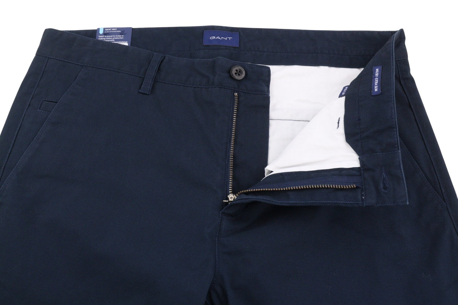 GANT Molsey Brushed Dot Chinos Men Trousers W32/L34 Persian Blue Extra Slim