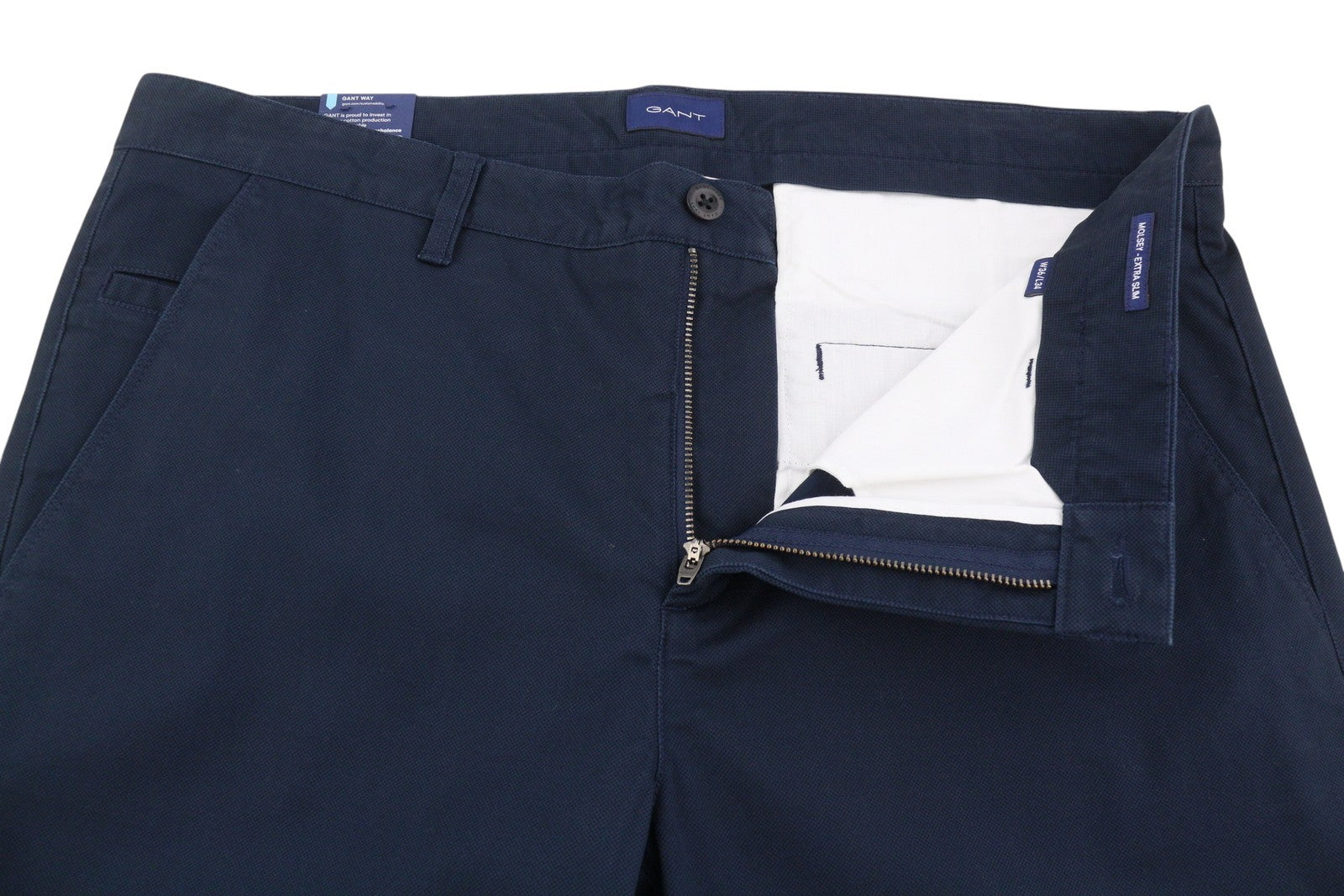 GANT Molsey Brushed Dot Chinos Men Trousers W36/L34 Persian Blue Extra Slim