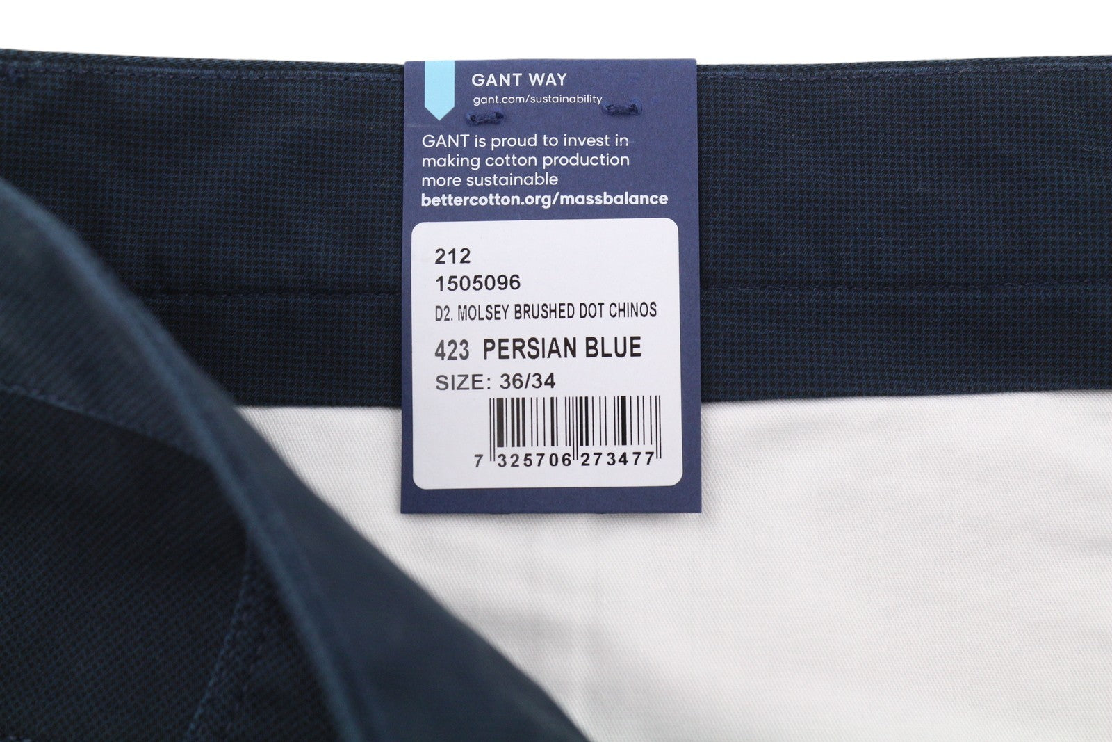 GANT Molsey Brushed Dot Chinos Men Trousers W36/L34 Persian Blue Extra Slim