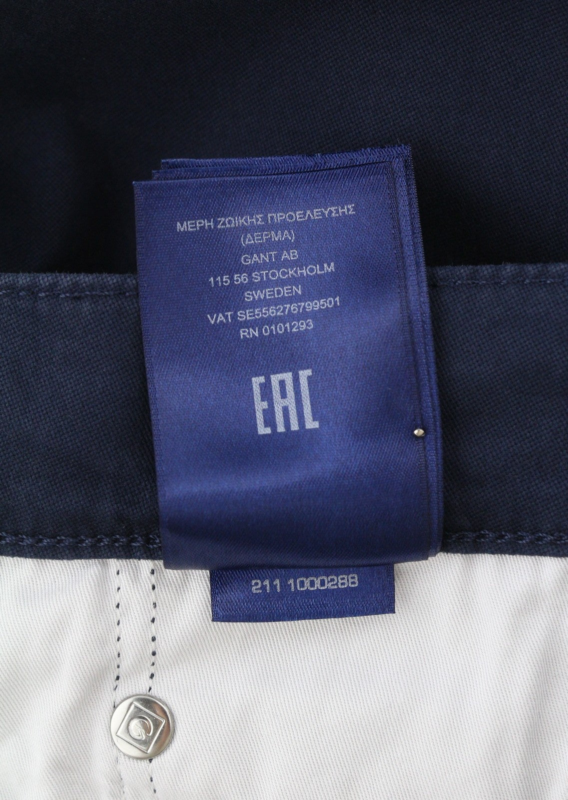 GANT Hayes Dusty Twill vyriškos kelnės W34/L32 Marine Slim Fit, tamsiai laisvalaikio stiliaus 