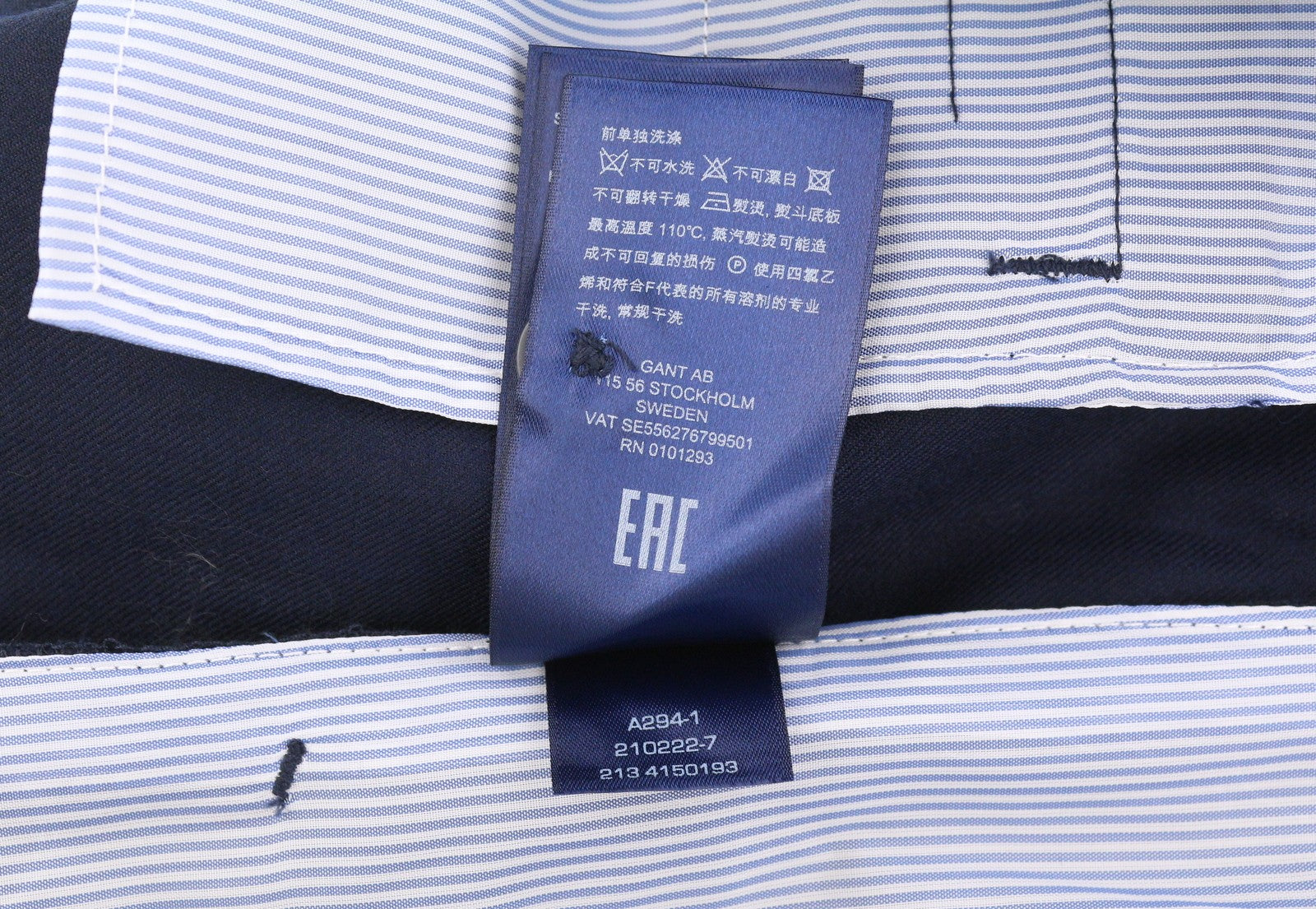 GANT Wool Blend HW Pleated Slack Women Trousers EU36 Evening Blue Straight Leg