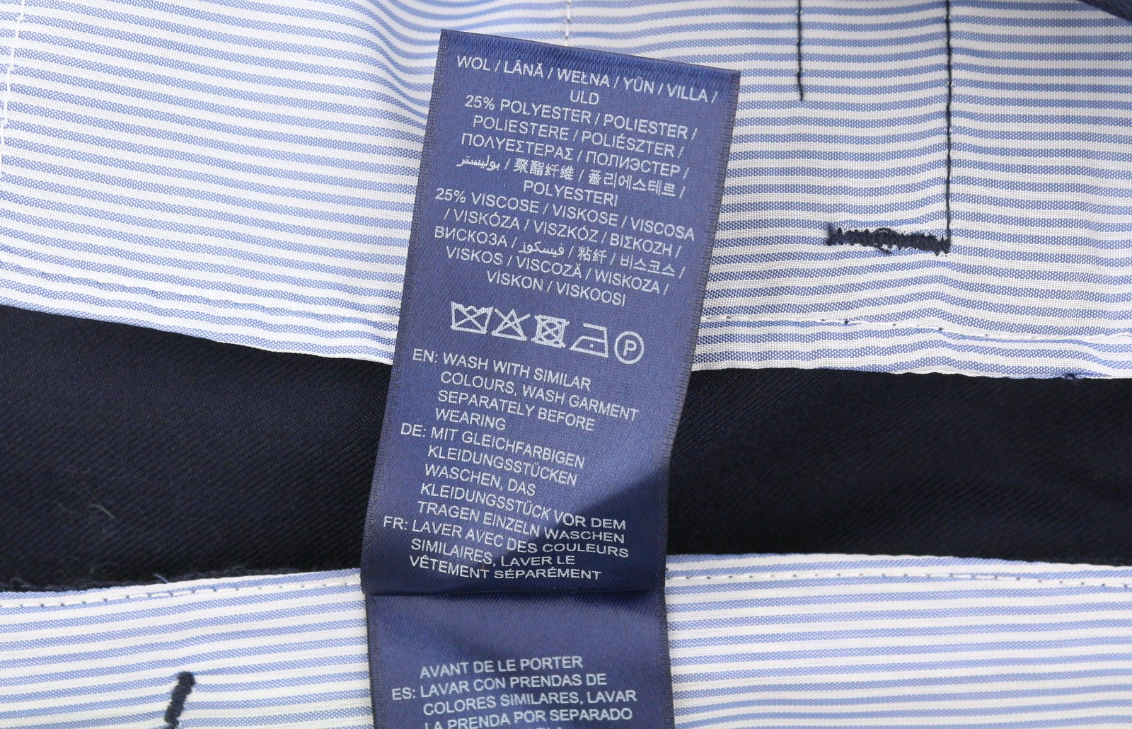 GANT Wool Blend HW Pleated Slack Women Trousers EU36 Evening Blue Straight Leg