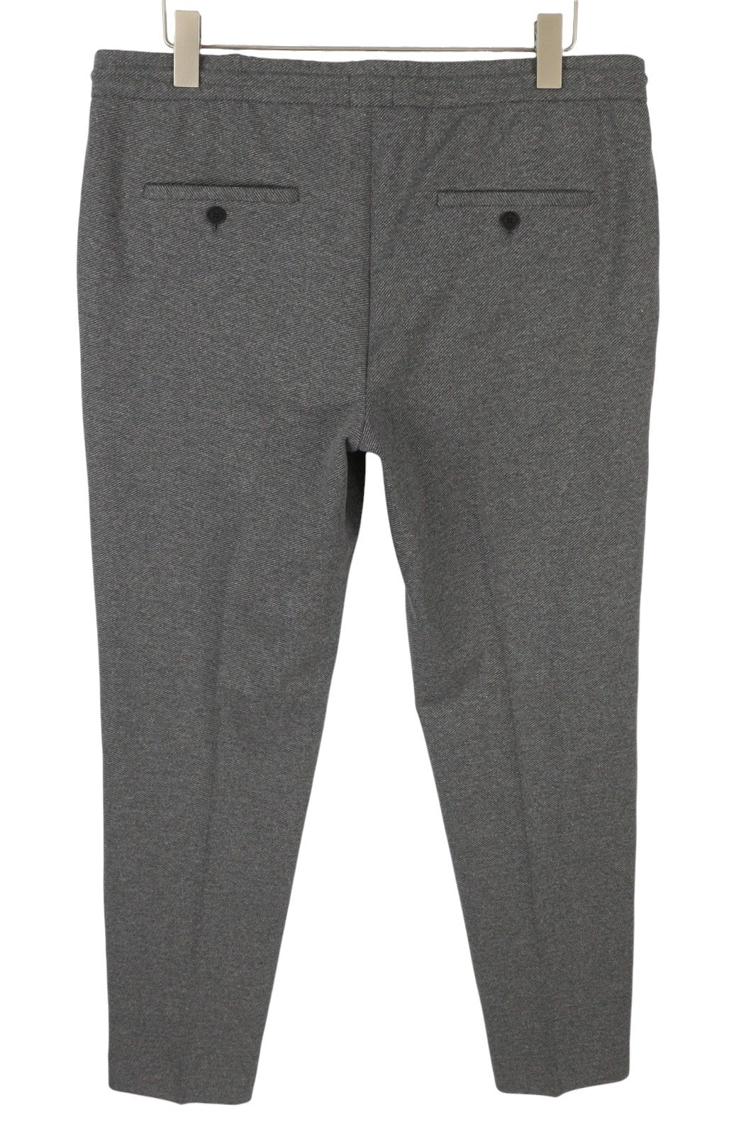 GANT Jersey Men Trousers EU54 Dark Grey Melange Slim Fit Drawstring Waist Zip