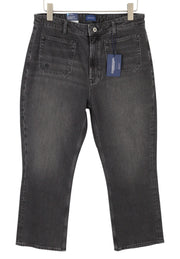 GANT Cropped Flare Women Jeans W33 Black Broken In Faded Denim Ankle Zip Fly