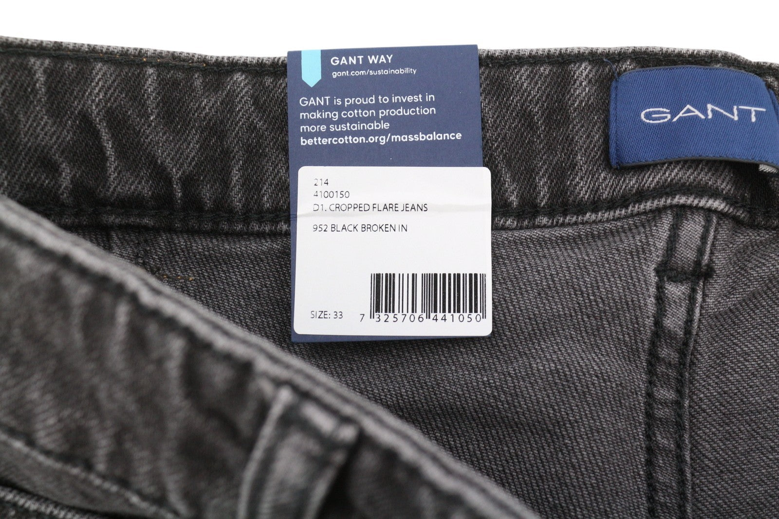 GANT Cropped Flare Women Jeans W33 Black Broken In Faded Denim Ankle Zip Fly