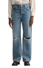 GANT HW Relaxed Straight Rip moteriški džinsai W30 Mid Blue Vintage Faded Distress 