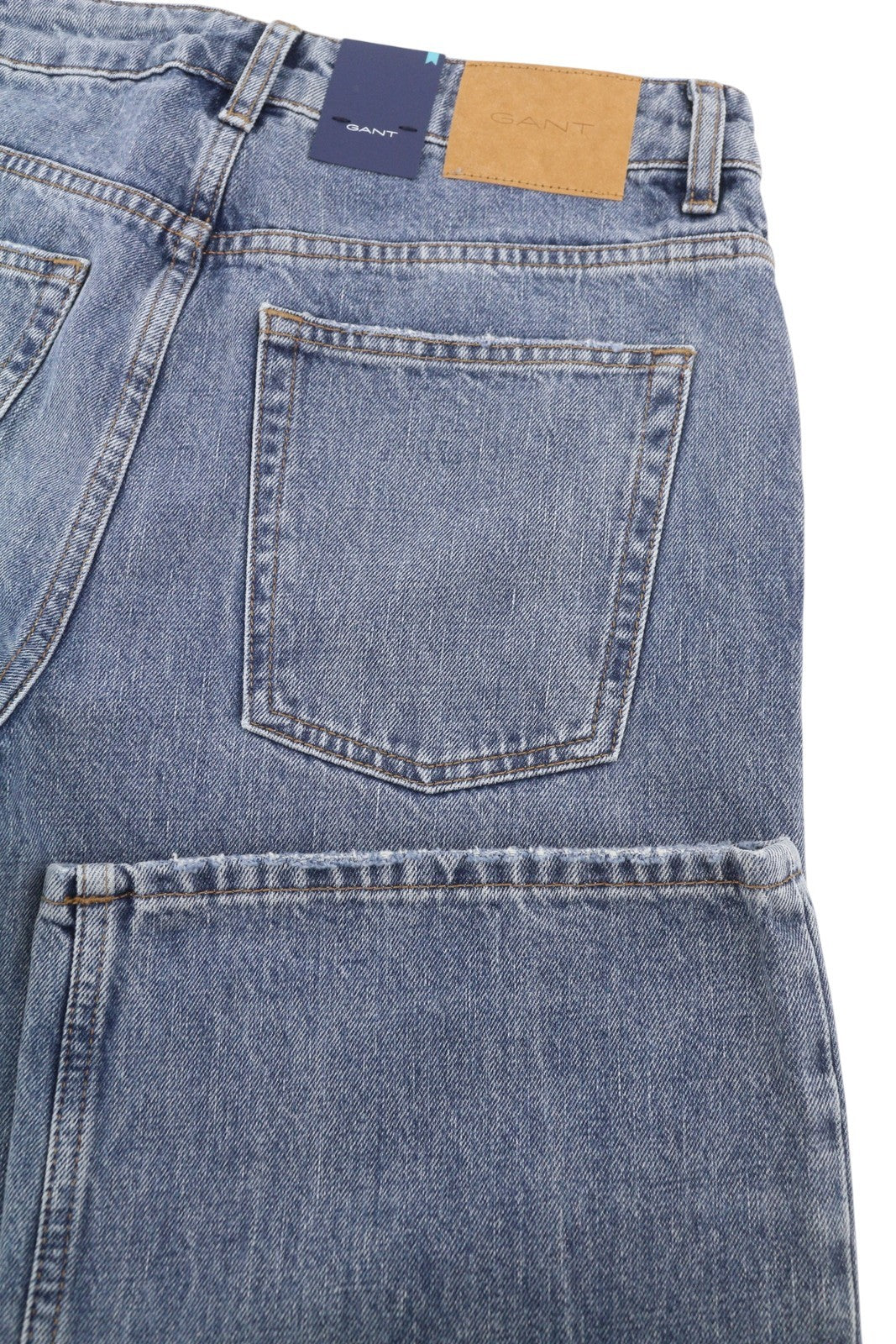 GANT HW Relaxed Straight Rip moteriški džinsai W30 Mid Blue Vintage Faded Distress 