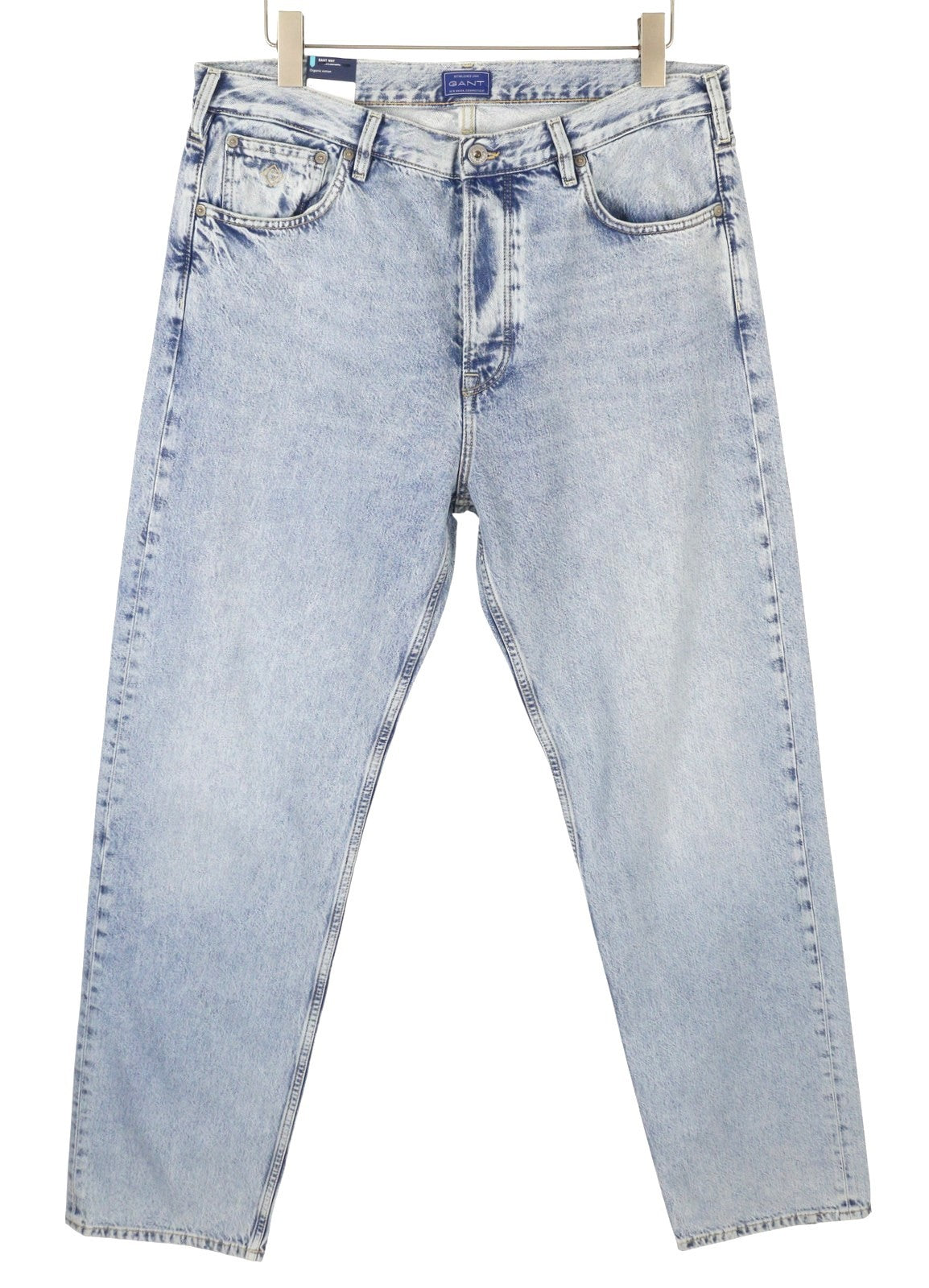 GANT Relaxed Classic Men Jeans W35/L34 Light Blue Broken In Faded Tapered Fit