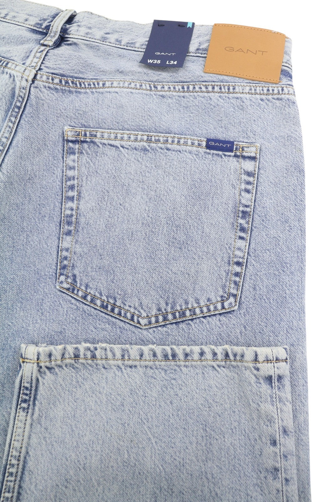 GANT Relaxed Classic Men Jeans W35/L34 Light Blue Broken In Faded Tapered Fit