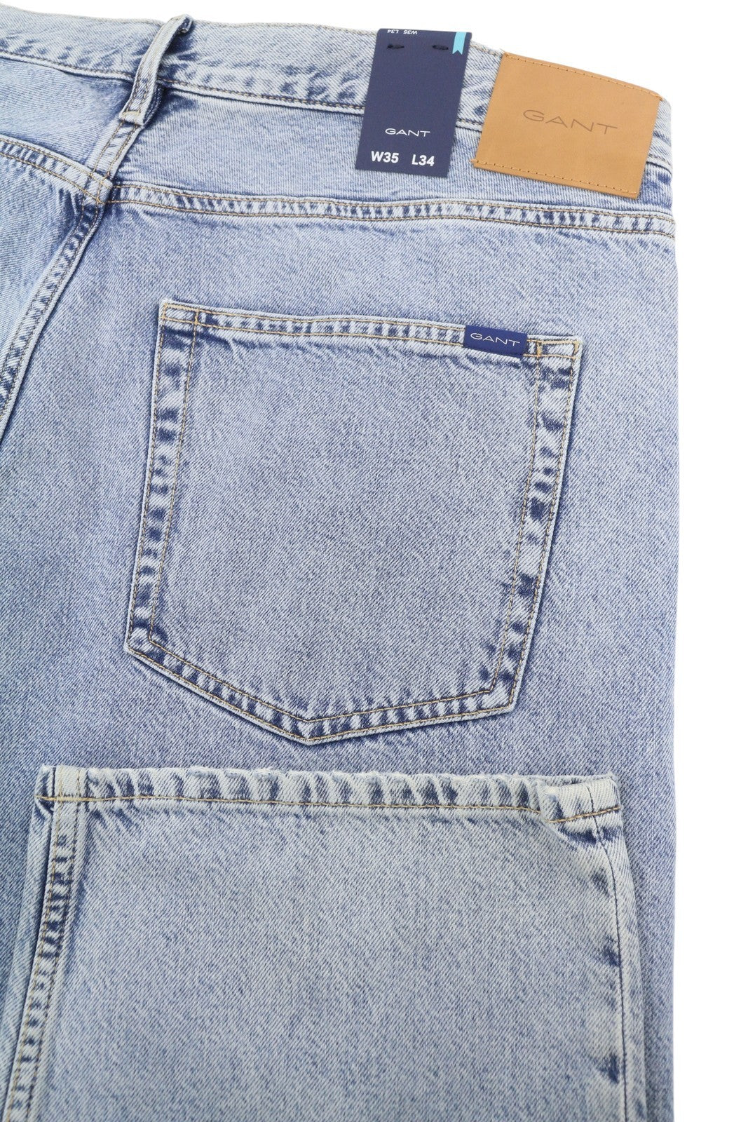 GANT Relaxed Classic Men Jeans W35/L34 Light Blue Broken In Faded Tapered Fit