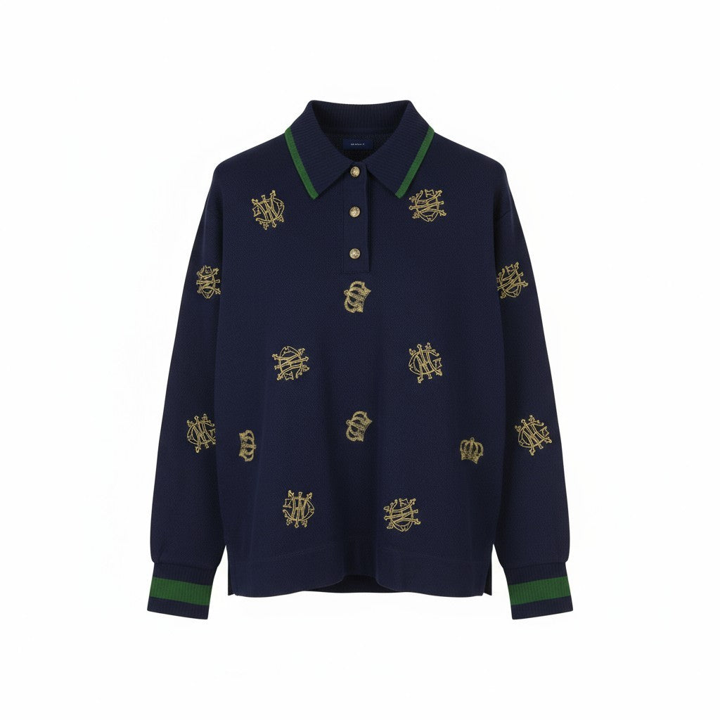 GANT Crowns Heavy Rugger Women Sweatshirt M Evening Blue Crown Embroidered