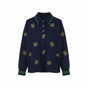 GANT Crowns Heavy Rugger Women Sweatshirt M Evening Blue Crown Embroidered