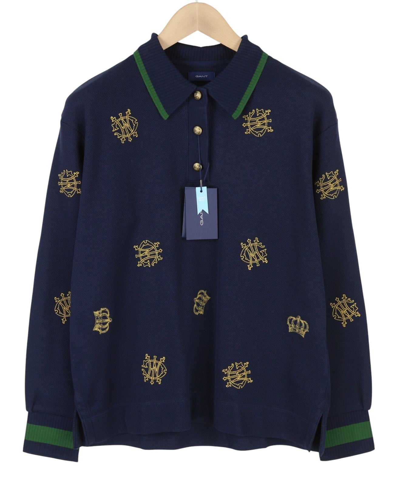 GANT Crowns Heavy Rugger Women Sweatshirt M Evening Blue Crown Embroidered