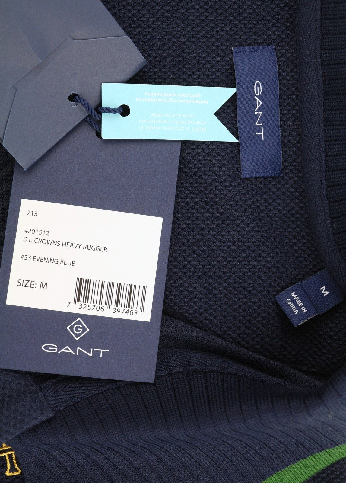 GANT Crowns Heavy Rugger Women Sweatshirt M Evening Blue Crown Embroidered