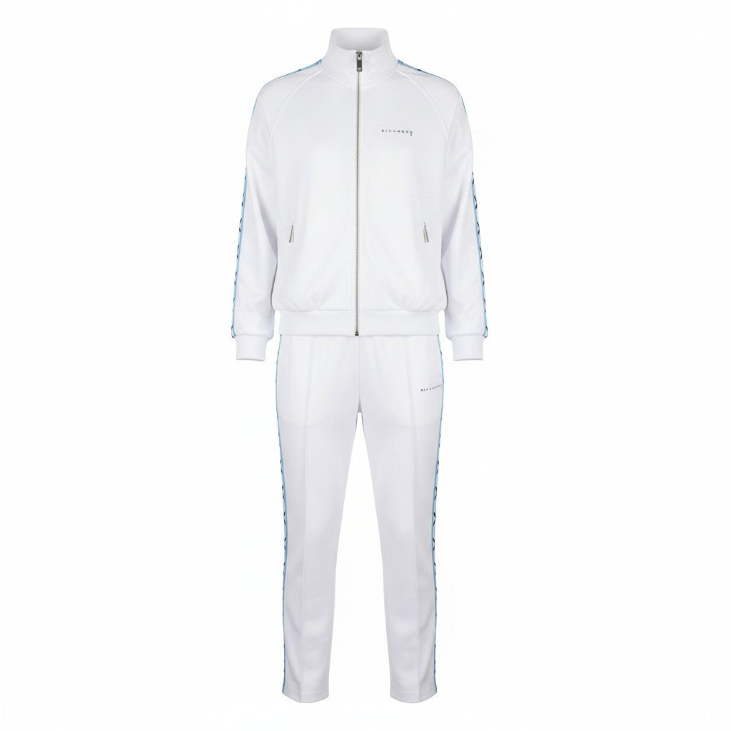 RICHMOND Men's Tracksuit M White Two-Piece Zip Pockets Logo Elastic Waist Set