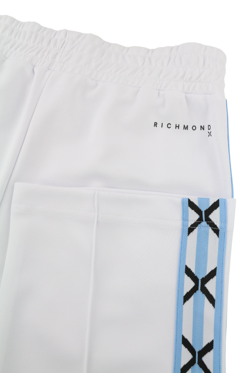 RICHMOND vyriškas sportinis kostiumas M, baltas, dviejų dalių, su užtraukiamais užtrauktukais, logotipu ir elastingu juosmeniu. 