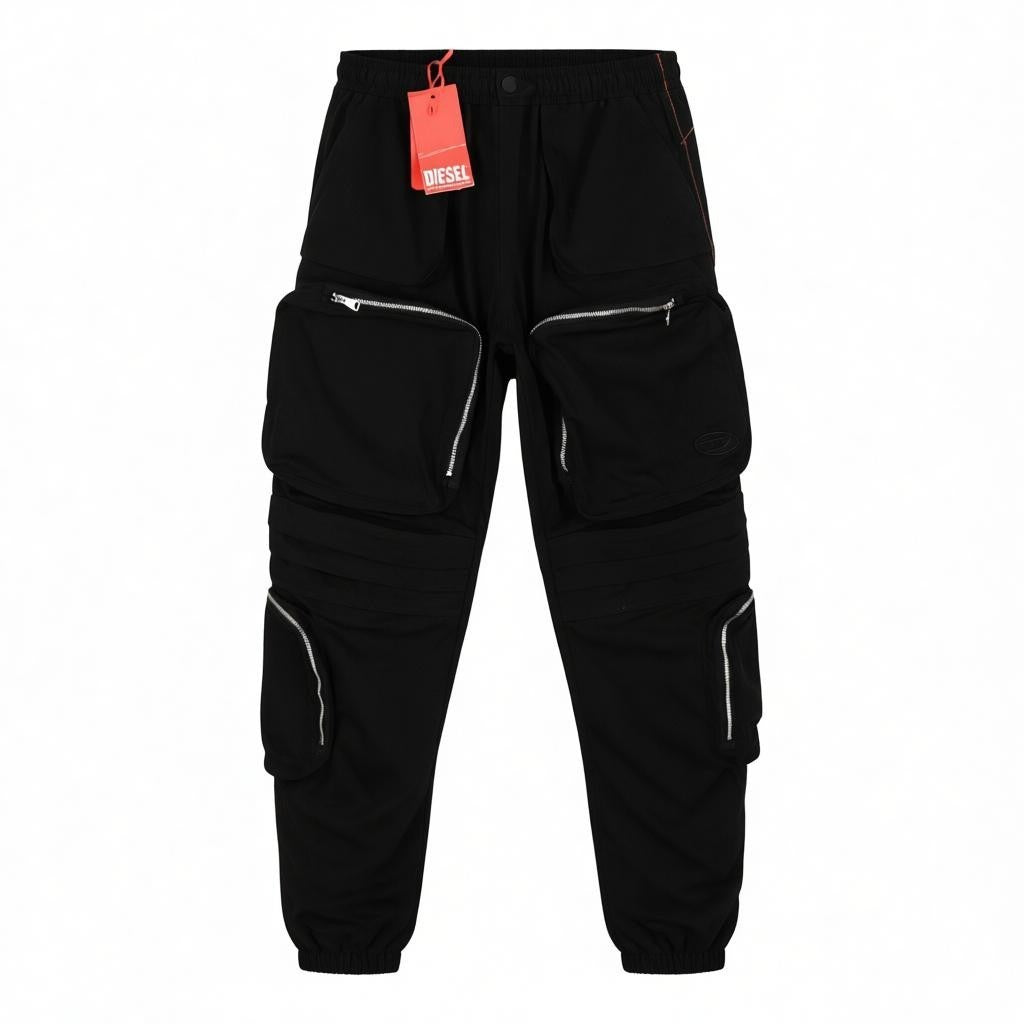 DIESEL P-Mirta-NL 0PCAK Women's Cargo XS Black Loose Fit Utility Pockets RRP300