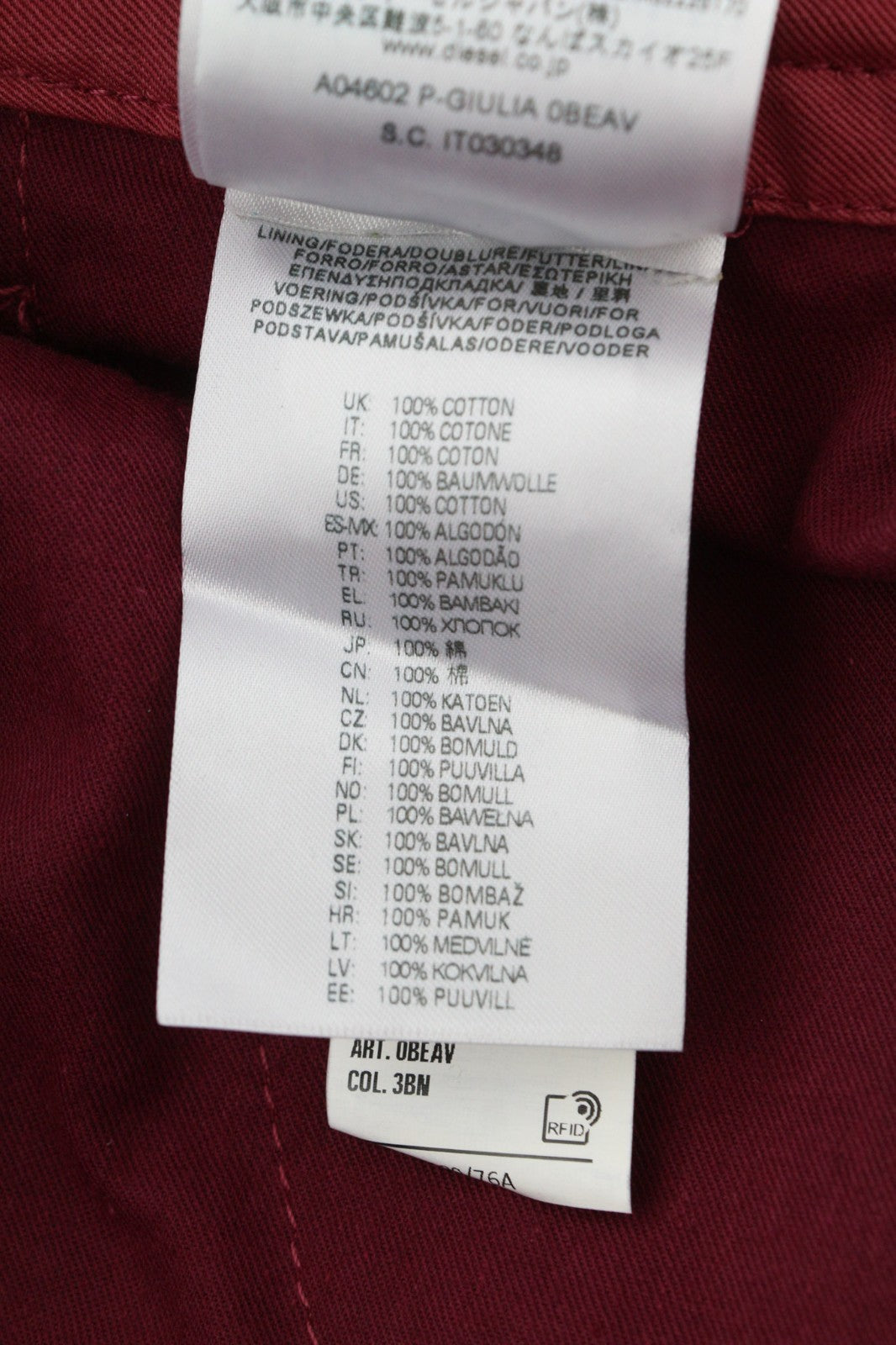 DIESEL P-Giulia moteriškos kelnės W30 bordo spalvos lininis krovininis laisvalaikio kirpimas RRP300 