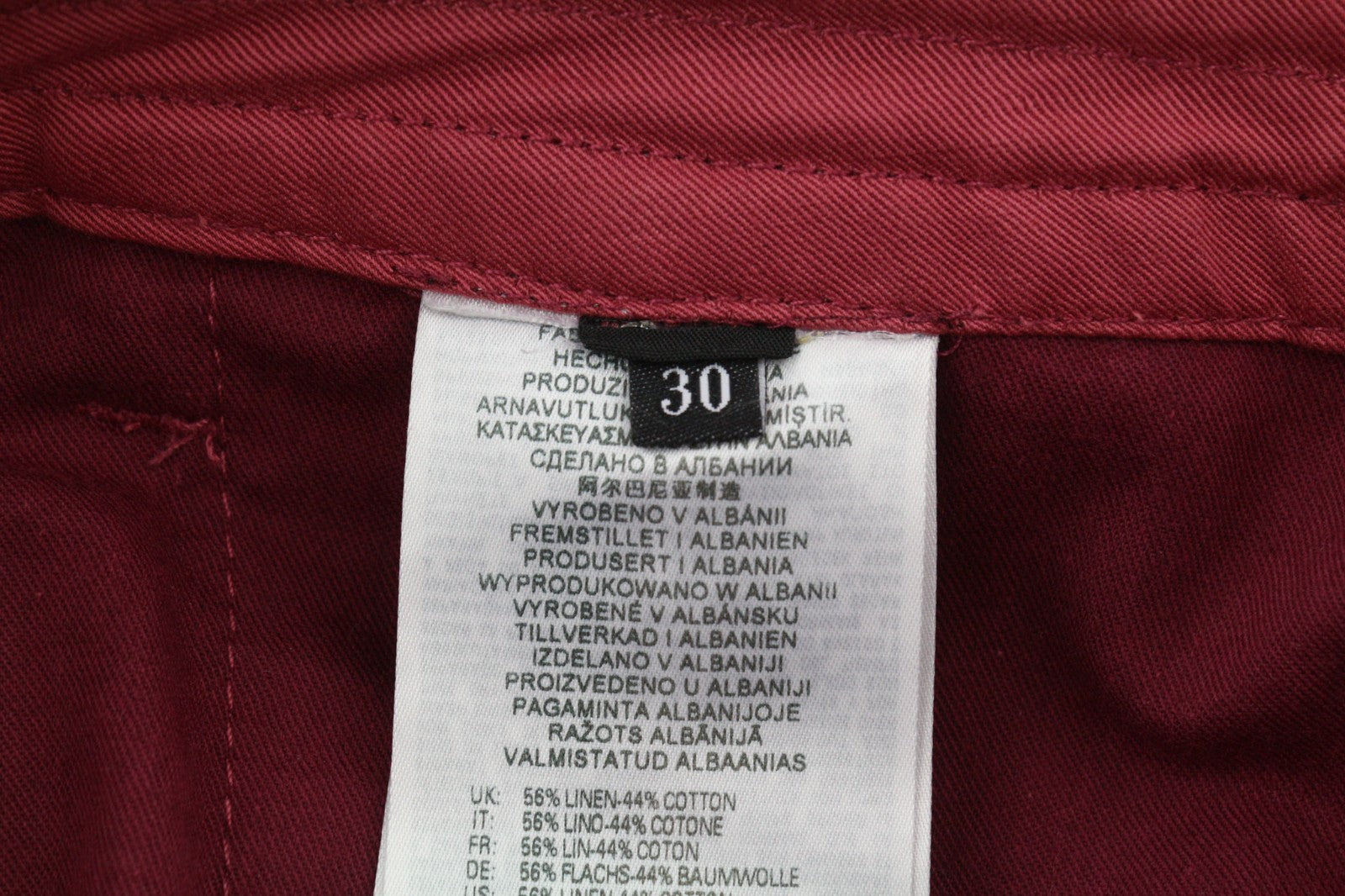 DIESEL P-Giulia moteriškos kelnės W30 bordo spalvos lininis krovininis laisvalaikio kirpimas RRP300 