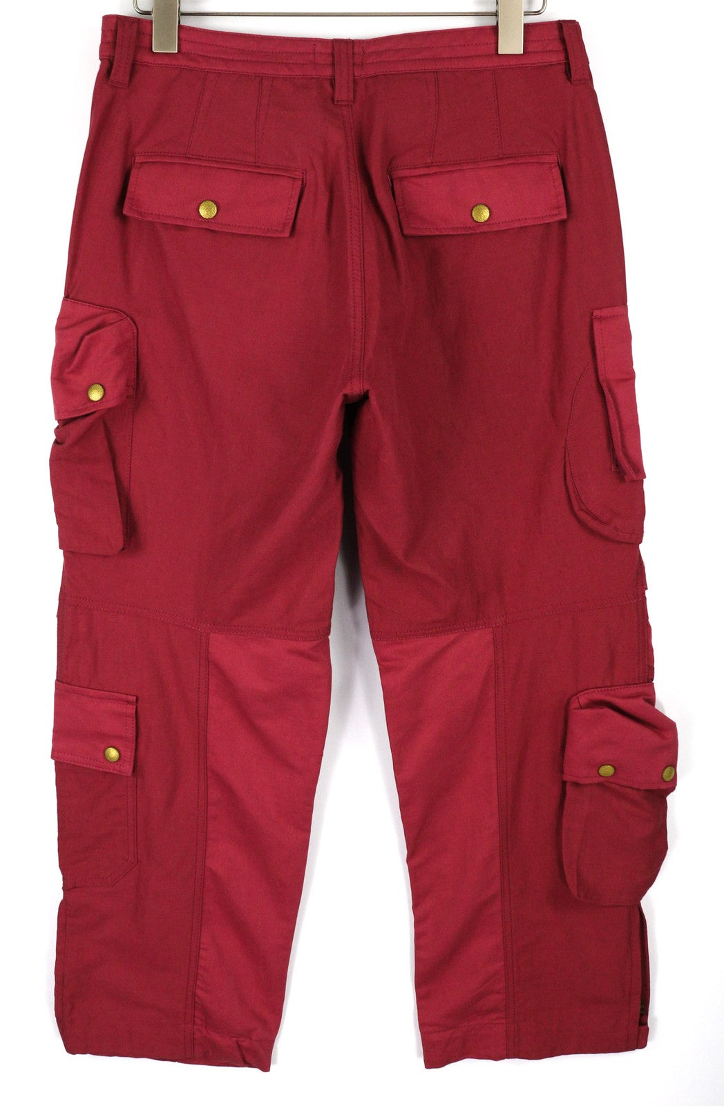 DIESEL P-Giulia Women's Trousers W28 Burgundy Linen Cargo Wide Fit RRP300