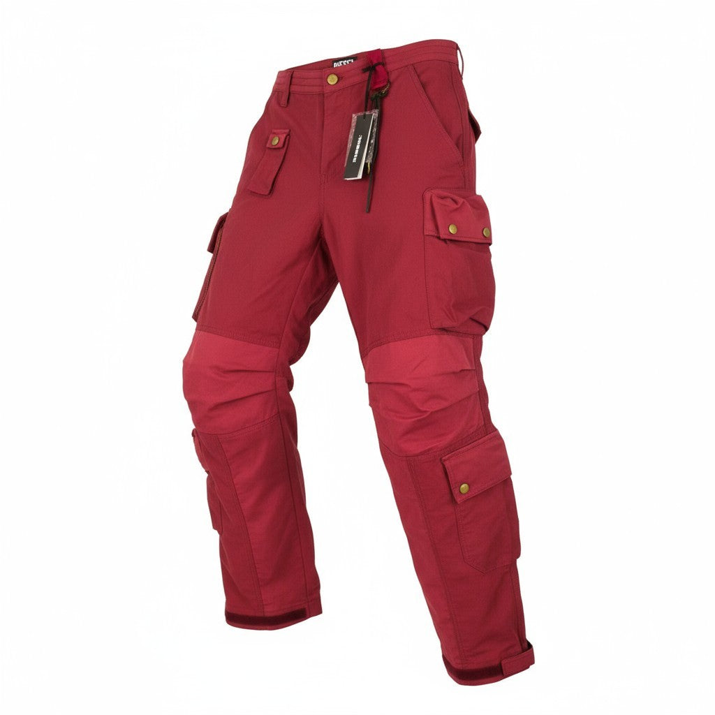 DIESEL P-Giulia Women's Trousers W27 Burgundy Linen Blend Cargo Pockets RRP300