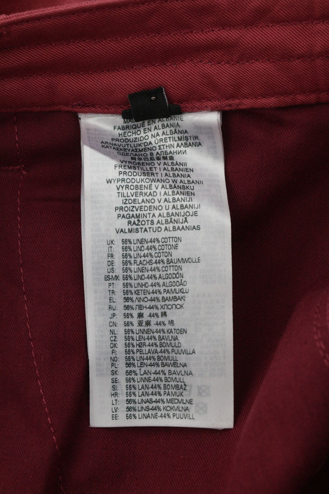 DIESEL P-Giulia moteriškos kelnės W27 bordo spalvos lino mišinio su krovininėmis kišenėmis, RRP 300 