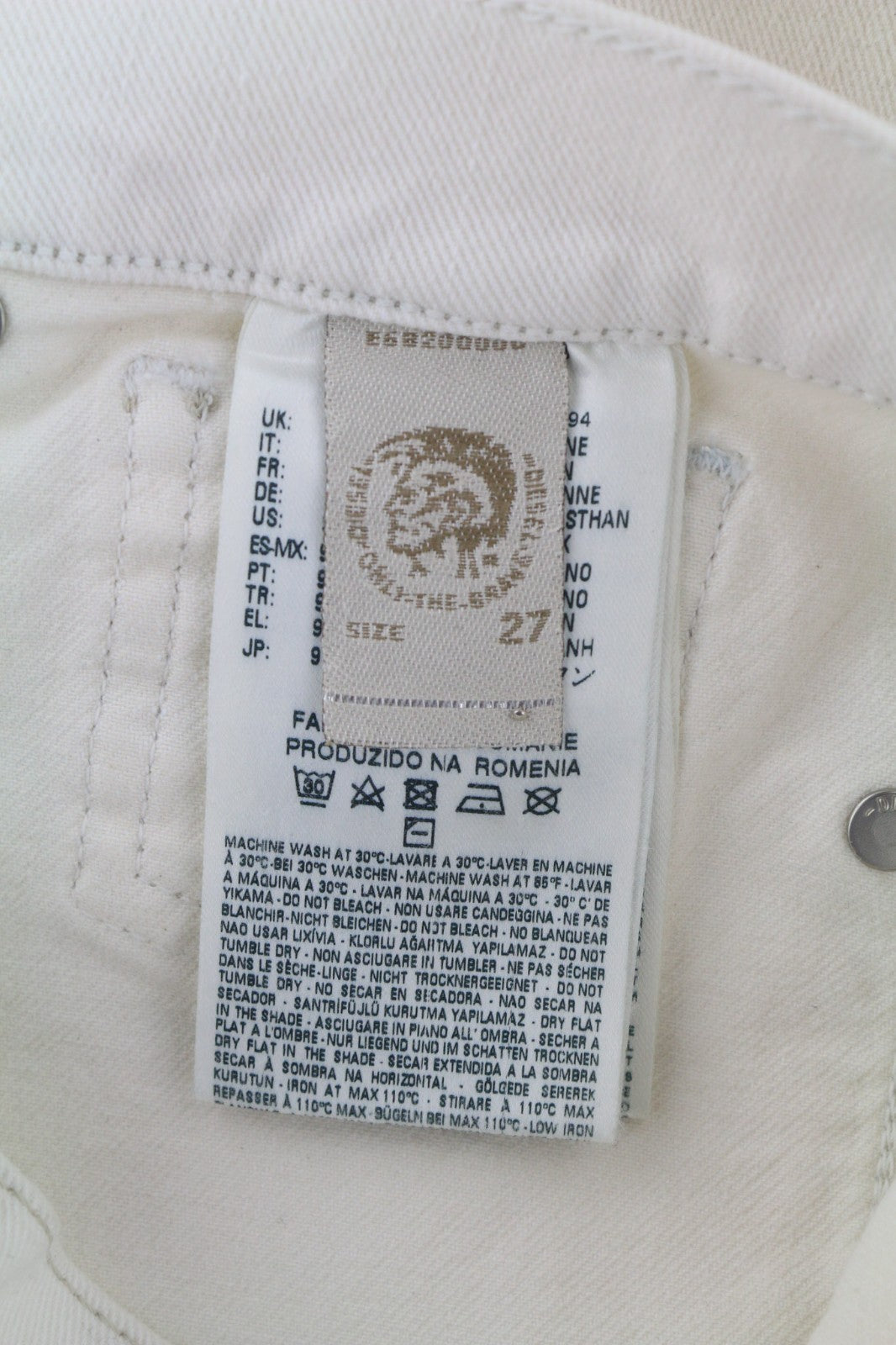 DIESEL Sandyb-Patch 0672Y Women's Jeans W27/L34 White Slim Bootcut RRP190