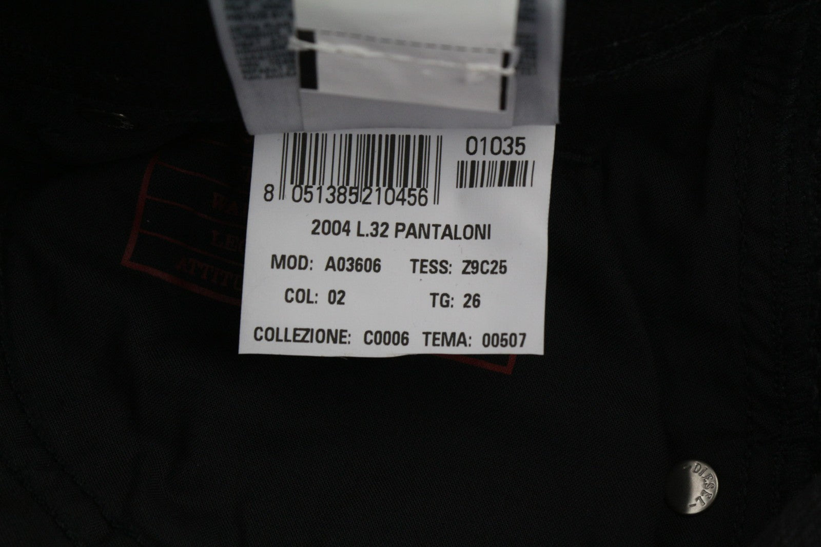 DIESEL 2004 5Pockets Z9C25 Women's Jeans W26/L32 Black Slim Mid Waist RRP185