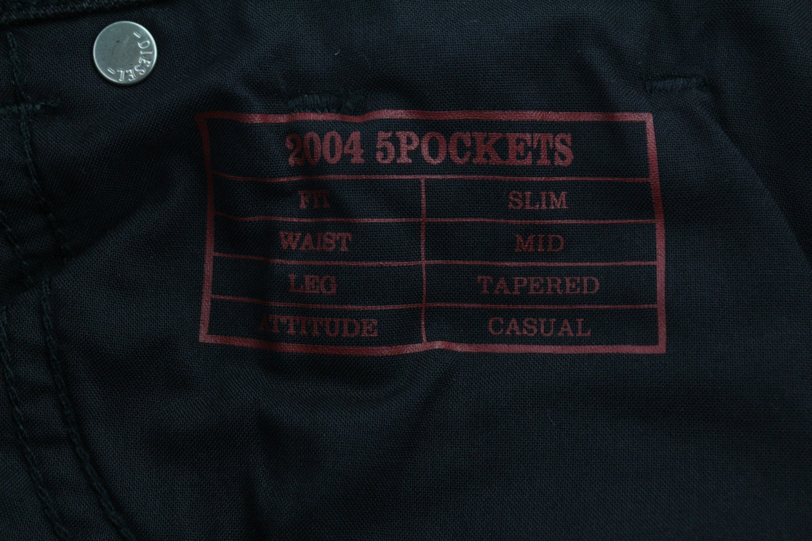 DIESEL 2004 5Pockets Z9C25 Women's Jeans W26/L32 Black Slim Mid Waist RRP185