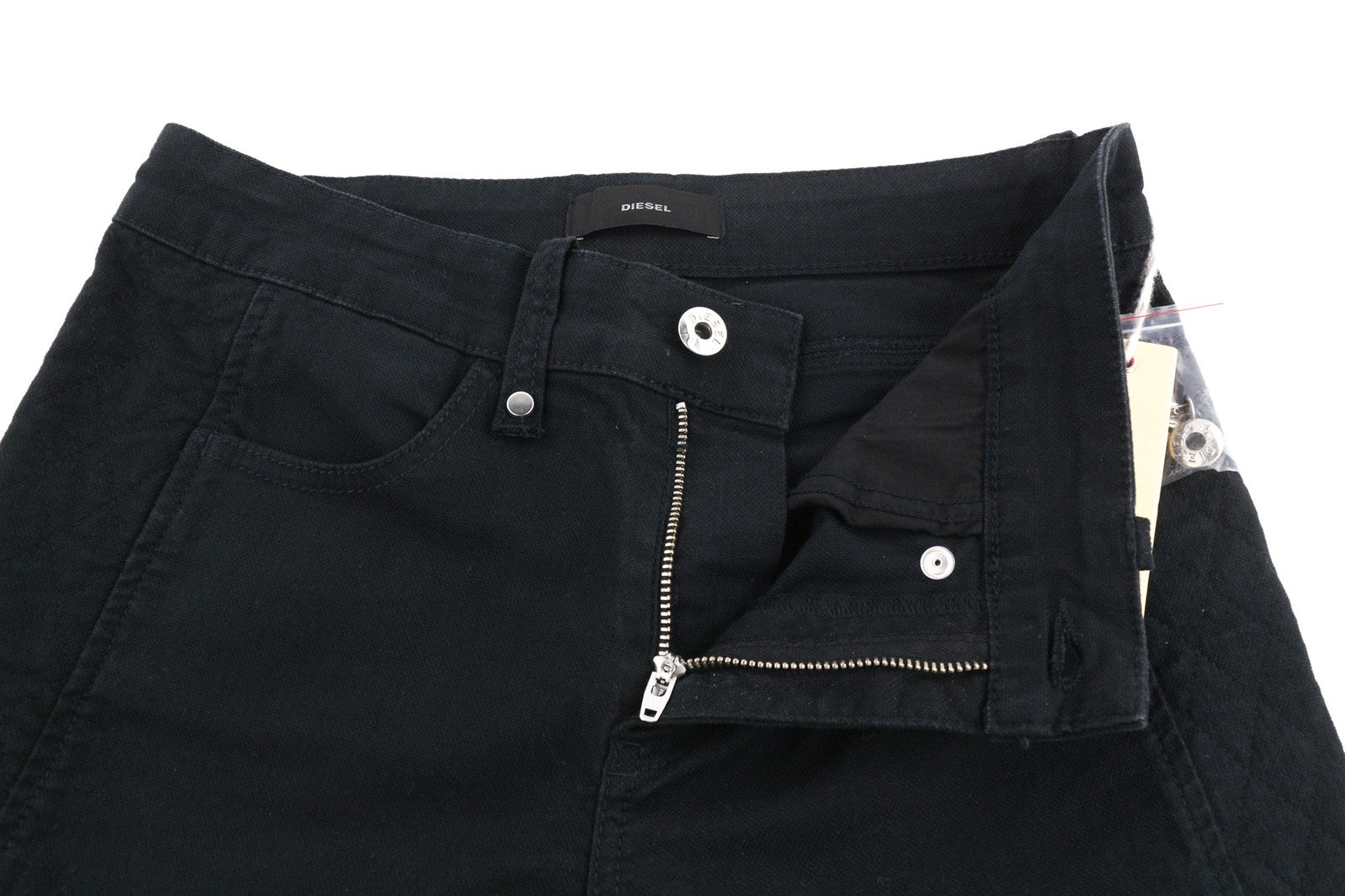 DIESEL P-Amal Women's Trousers W26 Black Skinny Zip Hem Pockets Zip Fly Logo