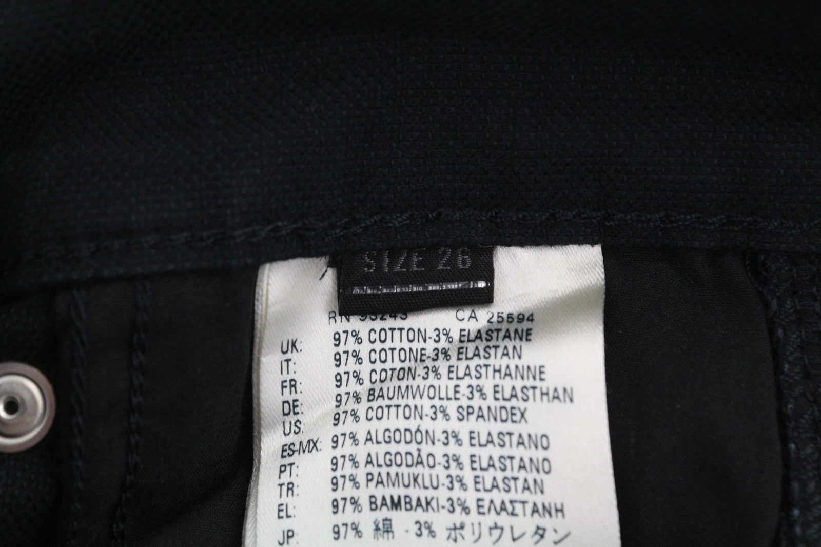 DIESEL P-Amal Women's Trousers W26 Black Skinny Zip Hem Pockets Zip Fly Logo