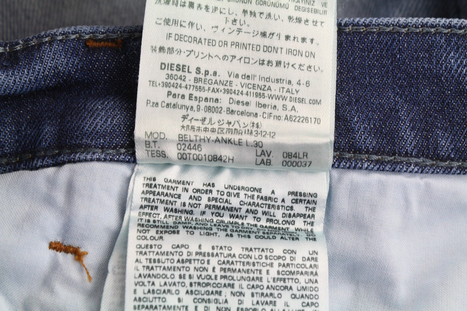 DIESEL Belthy-Ankle 084LR Women's Jeans W26/L30 D.N.A. Slim Straight RRP200