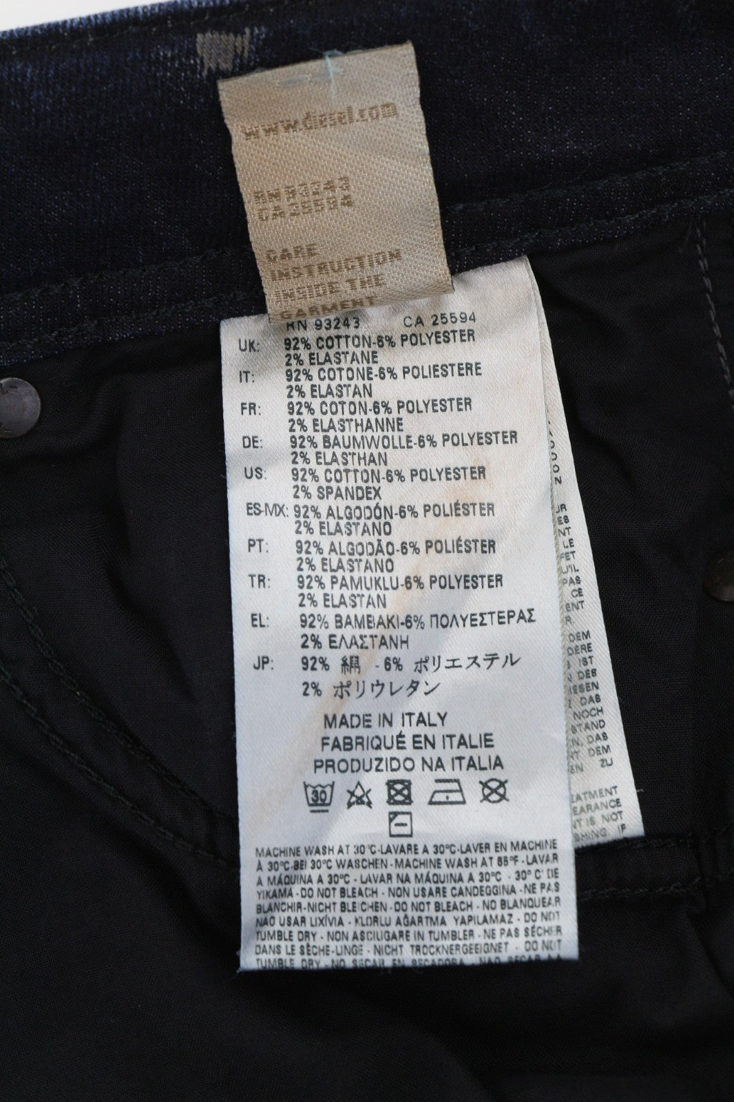 DIESEL Reen 0844T Women's Jeans W26/L32 D.N.A. Straight Fit Distressed Blue