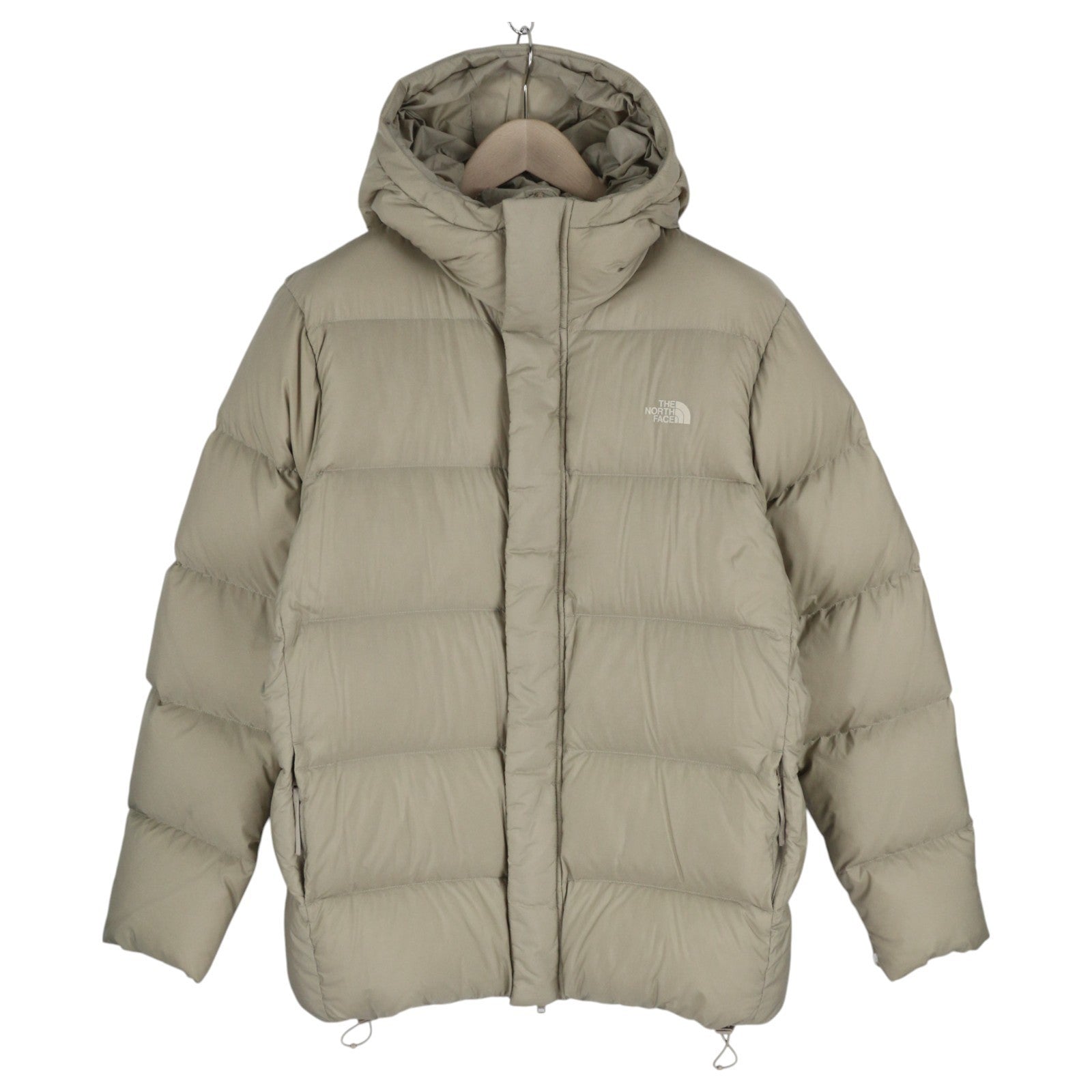 THE NORTH FACE Men's Jacket M Beige 700 Down Hooded Quilted Puffer Logo